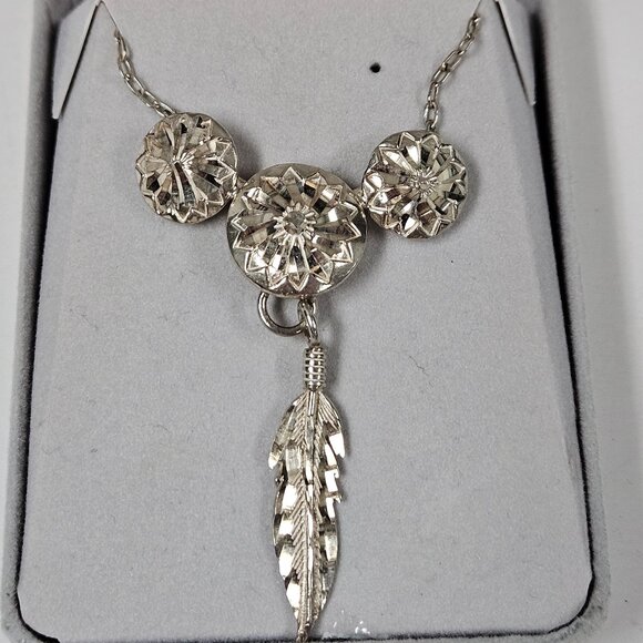 Sterling Silver Navajo Design with Feather Necklace Boho Necklaces